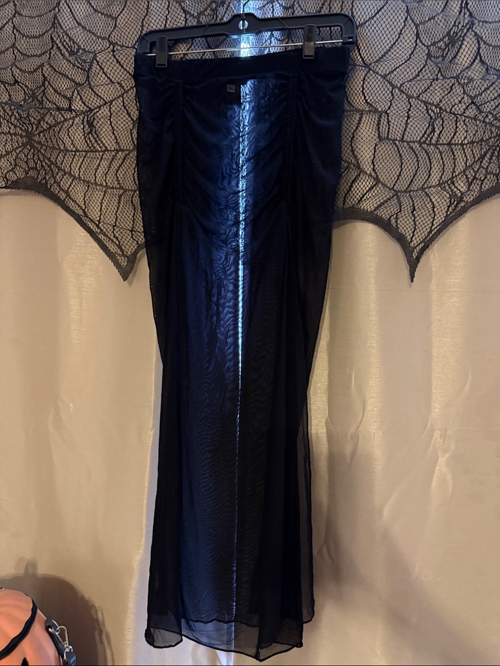 Foxblood Sheer Black Sheer Maxi Skirt with Ruched Detail Goth Girl Summer Pinup